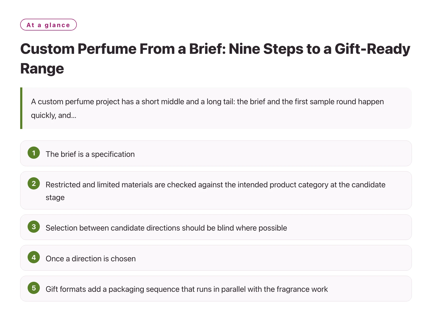 Custom Perfume From a Brief: Nine Steps to a Gift-Ready Range——全文要点速览